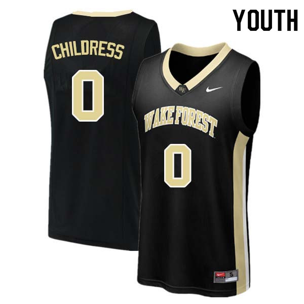 Youth #0 Brandon Childress Wake Forest Demon Deacons College Basketball Jerseys Sale-Black